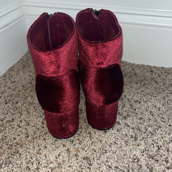 Circus Sam Edelman Vanessa Zipper Velvet Ankle Boots Booties Burgundy - Picture 5 of 9